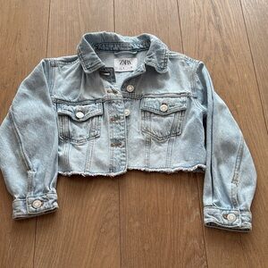 Zara cropped light denim girls jean jacket size 6